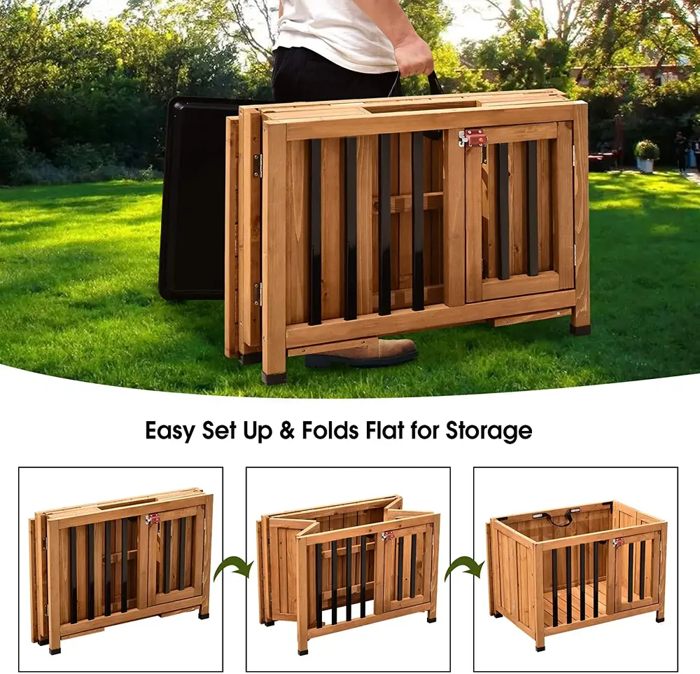 how to fold Lovupet Wooden Portable crate 