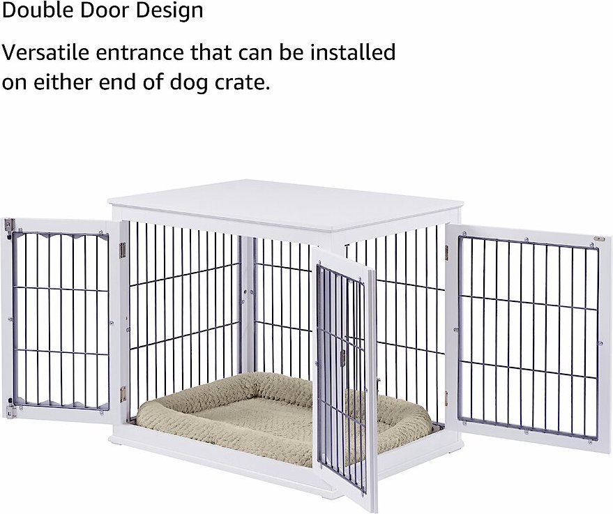Unipaws End Table Wooden Dog Crate with open doors