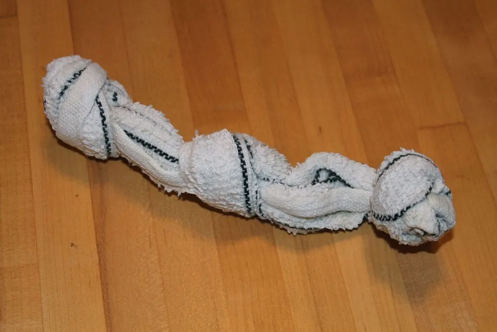 a wet rag twisted into a knot