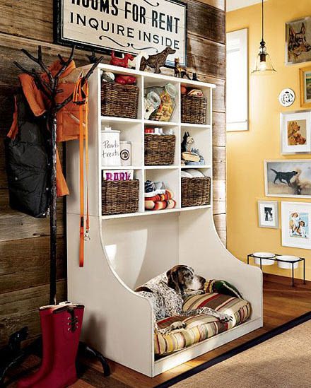 Pet Friendly Interior Design, dog stuff organization idea